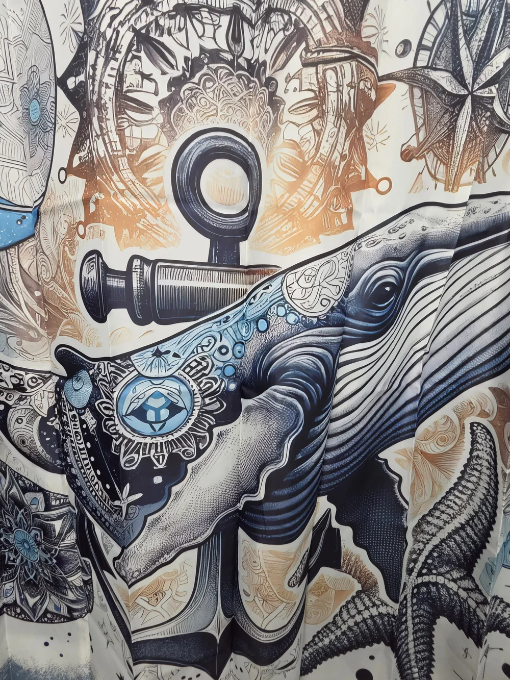 NWOT Whale & Anchor Water Resistant Fabric Shower Curtain